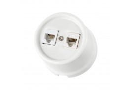 Розетка телефонная RJ11 + компьютерная RJ45 белая «Болонь» TDM