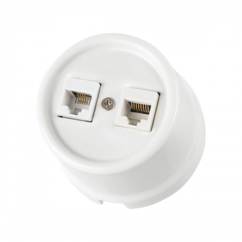 Розетка телефонная RJ11 + компьютерная RJ45 белая «Болонь» TDM