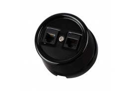 Розетка телефонная RJ11 + компьютерная RJ45 черная «Болонь» TDM