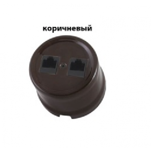 Розетка телефонная RJ11 + компьютерная RJ45 коричневая «Болонь» TDM