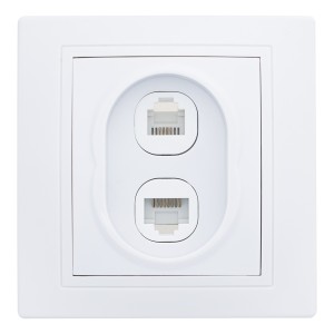 Розетка телефонная RJ11 + компьютерная RJ45 скрытой установки IP20, белая 