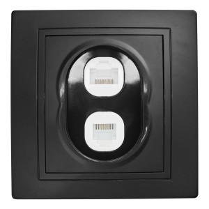 Розетка телефонная RJ11 + компьютерная RJ45 скрытой установки IP20, черная 