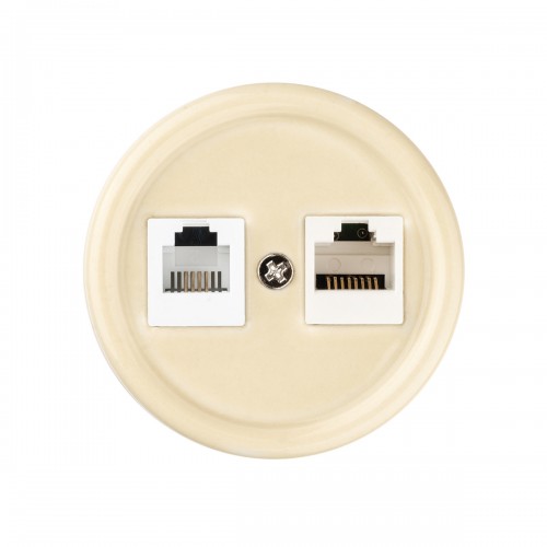 Розетка телефонная RJ11 + компьютерная RJ45 сл. кость «Болонь» TDM