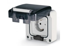 Розетка встраиваемая SCHUKO 2Р+Е 16А 200-250V со шторками М95 (95*95мм) IP66 серия PROTECTA