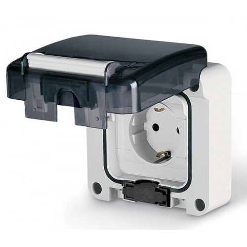 Розетка встраиваемая SCHUKO 2Р+Е 16А 200-250V со шторками М95 (95*95мм) IP66 серия PROTECTA