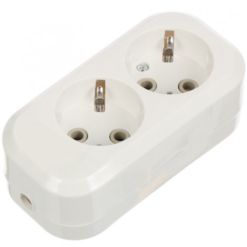 Розеточная колодка GSB-16-2-G-IP20 Easy, 16А, 2 места, с заземлением, без выключателя, IP20