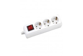 Розеточная колодка GSB-16-3-G-S-IP20, 16А, 3 места, c заземлением, с выключателем, IP20