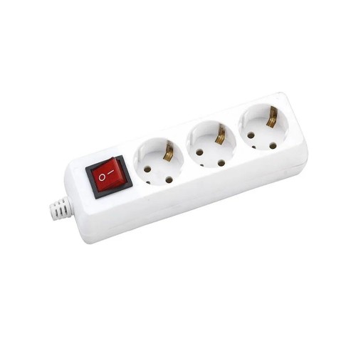Розеточная колодка GSB-16-3-G-S-IP20, 16А, 3 места, c заземлением, с выключателем, IP20