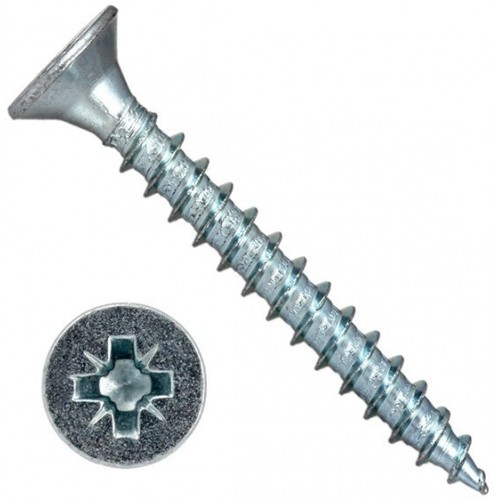 Саморез универсальный, потайная головка, оцинкованный, PZ, 3x15 (упак. 25000 шт.) TDM