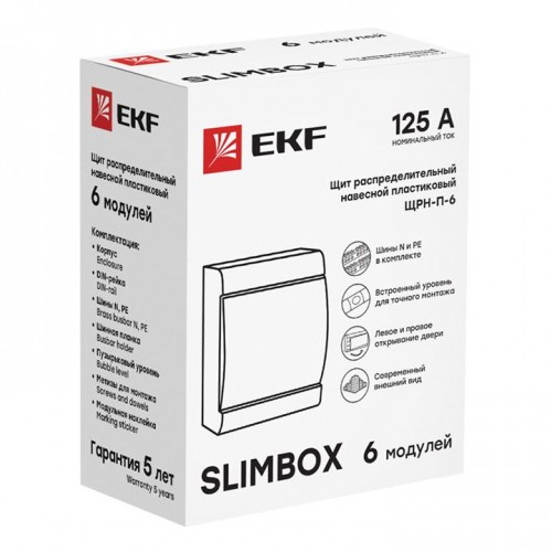 Щит распределительный ЩРН-П-6 "SlimBox" белая дверца IP41 EKF PROxima