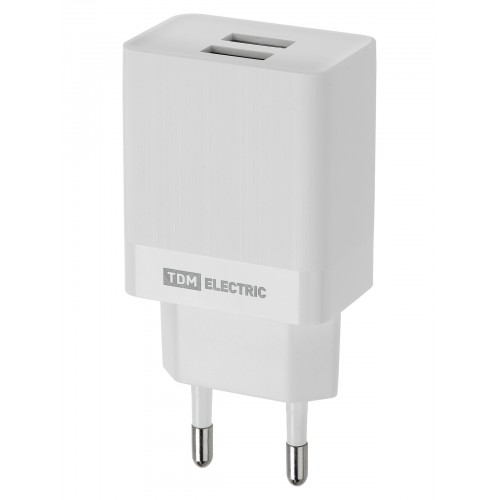 Сетевое зарядное устройство, СЗУ 7, Quick Charge 3.0, 3 А, 2 USB, белый, TDM