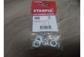 Шайба М8 плоская, цинк, DIN 125 (10 шт в зип-локе) STARFIX