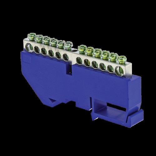 Шина "0" N (6x9мм) 12 отв. цинк синий изолятор на DIN-рейку EKF PROxima