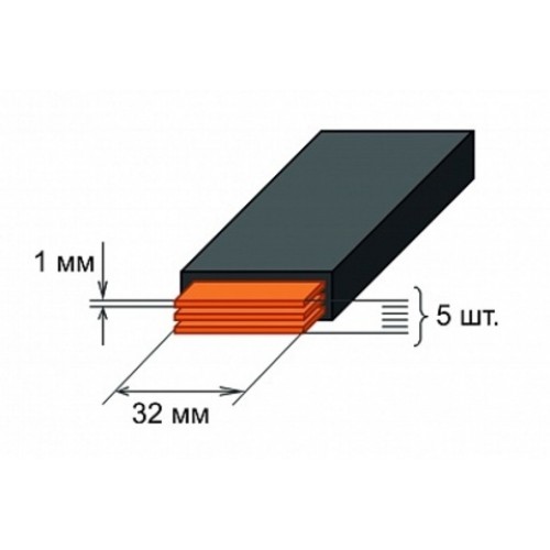 Шина медная гибкая изолированная ШМГ 5х(32x1мм) 2м.
