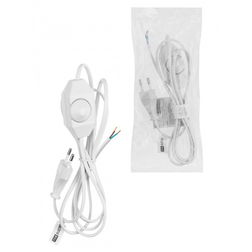 Шнур с плоской вилкой и светорегулятором "Народный" ШВВП 2х0,5 мм2, 1,5м, белый