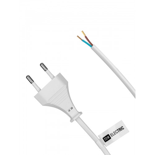 Шнур с плоской вилкой и светорегулятором "Народный" ШВВП 2х0,5 мм2, 1,5м, белый