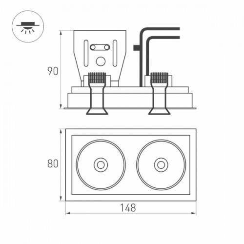 Светильник CL-SIMPLE-S148x80-2x9W Warm3000 (BK, 45 deg) (Arlight, IP20 Металл, 3 года)