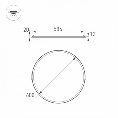 Светильник DL-600A-48W White (Arlight, IP40 Металл, 3 года)