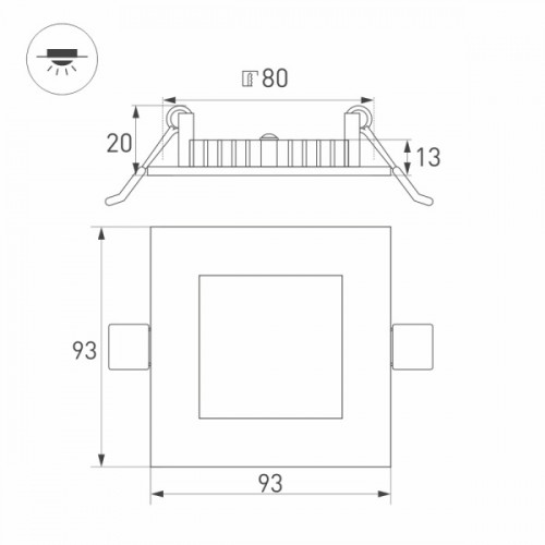 Светильник DL-93x93M-5W Warm White (Arlight, IP40 Металл, 3 года)