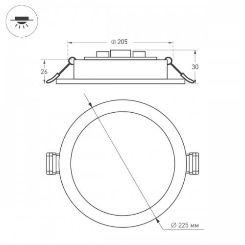 Светильник DL-BL225-24W Warm White (Arlight, IP40 Металл, 3 года)