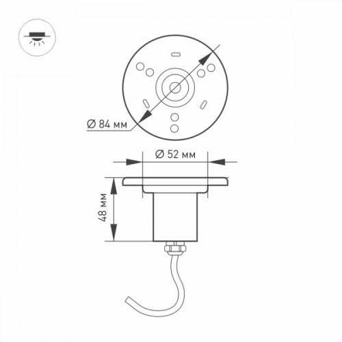 Светильник KT-AQUA-R85-7W White6000 (SL, 25 deg, 12V) (Arlight, IP68 Металл, 3 года)