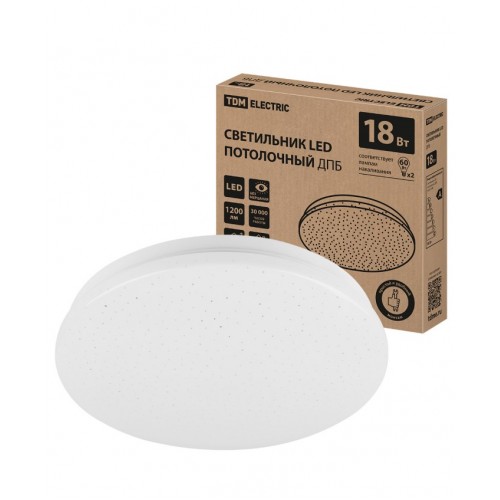 Светильник LED потолочный ДПБ 02, 18 Вт, 6000 К, Звездное небо, TDM