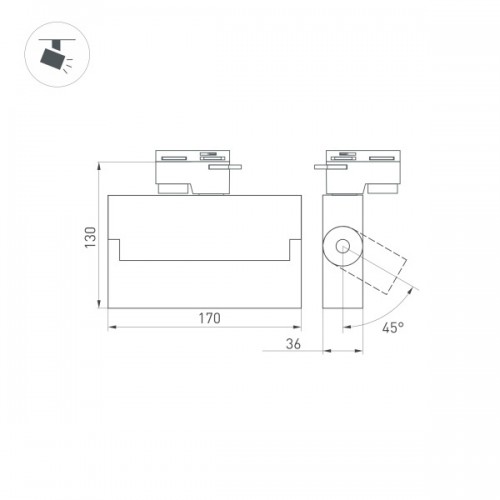 Светильник LGD-LOFT-TRACK-2TR-S170-10W Warm3000 (WH, 24 deg, 230V) (Arlight, IP20 Металл, 3 года)