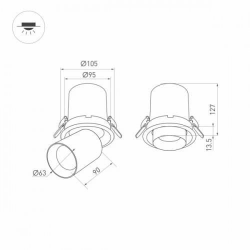 Светильник LTD-PULL-R100-10W Day4000 (WH, 24 deg, 230V) (Arlight, IP20 Металл, 5 лет)