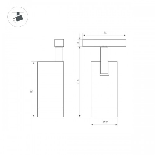 Светильник MAG-ORIENT-SPOT-R35-6W Warm3000 (BK, 24 deg, 48V, DALI) (Arlight, IP20 Металл, 3 года)