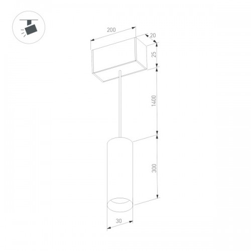 Светильник MAG-SPOT-HANG-25-R30-5W Warm3000 (BK-GD, 45deg, 24V) (Arlight, IP20 Металл, 3 года)