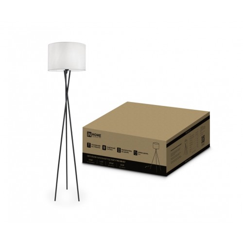Светильник напольный под лампу ТНО 04-Е27Б 230В белый абажур, черная тренога IN HOME