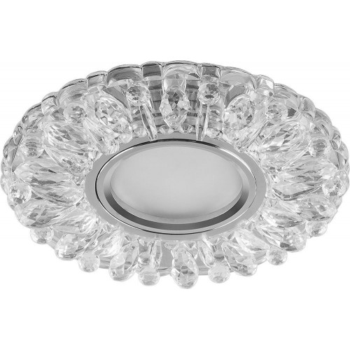 Светильник потолочный встраиваемый со светодиодной подсветкой 15LED*2835 SMD 4000K, MR16 50W G5.3, прозрачный, хром, CD914 с драйвером в комплекте