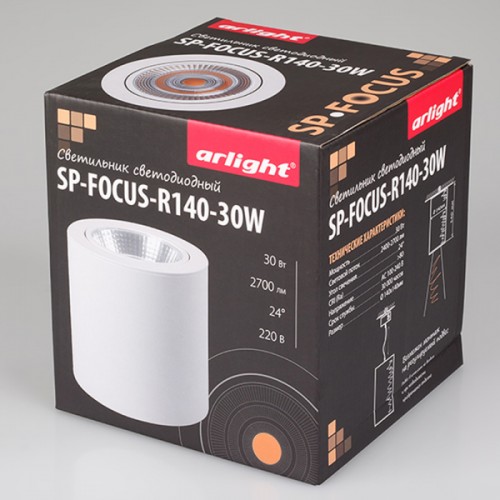 Светильник SP-FOCUS-R140-30W White (Arlight, IP20 Металл, 3 года)