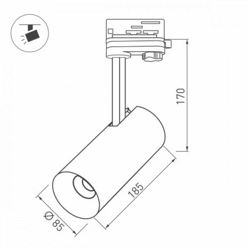 Светильник SP-POLO-TRACK-LEG-R85-15W Day4000 (BK-WH, 40 deg) (Arlight, IP20 Металл, 3 года)