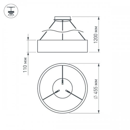 Светильник SP-TOR-RING-HANG-R460-33W Day4000 (BK, 120 deg) (Arlight, IP20 Металл, 3 года)