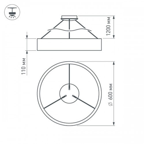 Светильник SP-TOR-RING-HANG-R600-42W Day4000 (BK, 120 deg) (Arlight, IP20 Металл, 3 года)