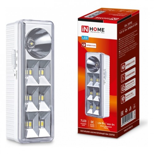 Светильник светодиодный аварийный СБА 2207DC 6+1LED 1.0Ah lithium battery DC IN HOME