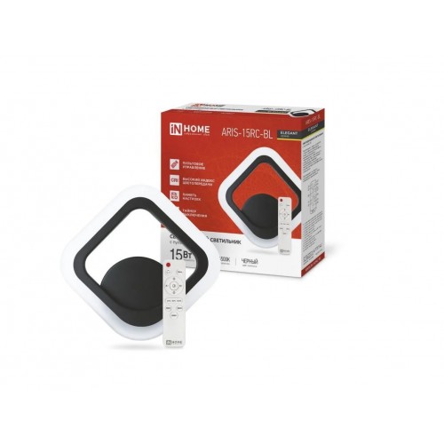 Светильник светодиодный ELEGANT ARIS-15RC-BL 15Вт 230В 3000-6500К 1200Лм пульт ДУ черный IN HOME