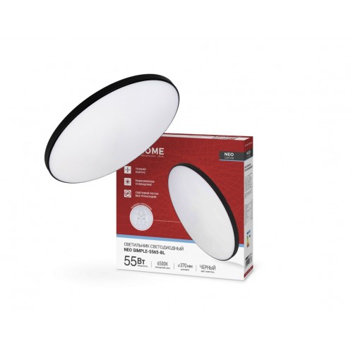 Светильник светодиодный NEO SIMPLE-5565-BL 55Вт 230В 6500K 4400Лм 375x59мм черный IN HOME