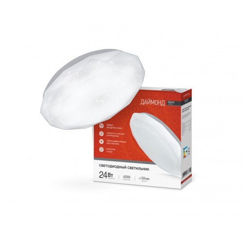 Светильник светодиодный серии DECO ДАЙМОНД 24Вт 230В 4000К 2160Лм 330х55мм IN HOME