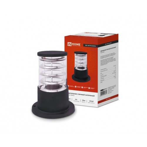 Светильник уличный напольный НБУ ART-PS-1xA60-BL алюминиевый 300мм черный IP54 IN HOME