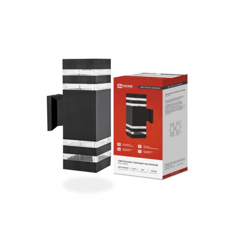 Светильник уличный настенный двусторонний НБУ POLO-S-2хA60-BL алюминиевый черный IP54 IN HOME