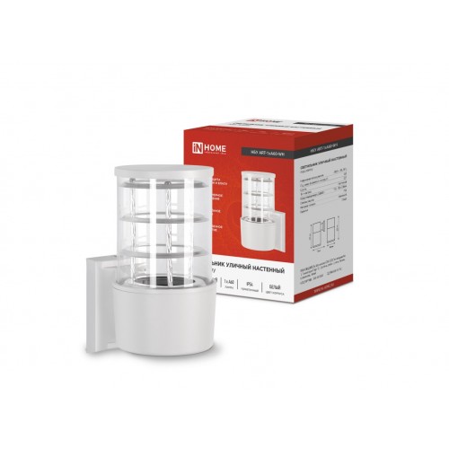 Светильник уличный настенный односторонний НБУ ART-1хA60-WH алюминиевый белый IP54 IN HOME