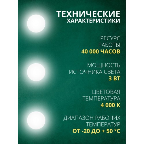 Светильник ультратонкий встраиваемый светодиодный "Даунлайт НАРОДНЫЙ" СВО (белый) 3 Вт 4000К