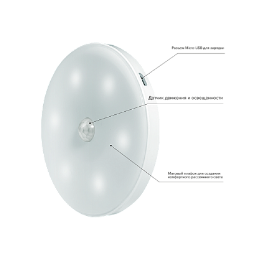 Светильник, управляемый датчиками Светильник JAZZway TS8-L1W-Accu, PIR датчик
