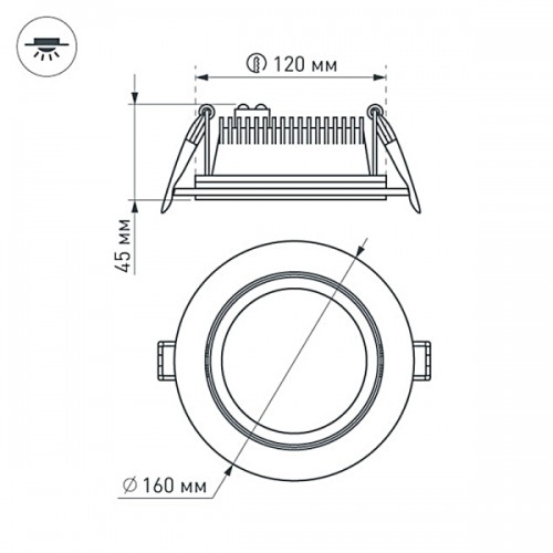 Светодиодная панель LT-R160WH 12W Warm White 120deg (Arlight, IP40 Металл, 3 года)