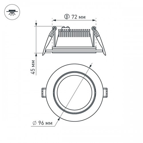 Светодиодная панель LT-R96WH 6W Warm White 120deg (Arlight, IP40 Металл, 3 года)