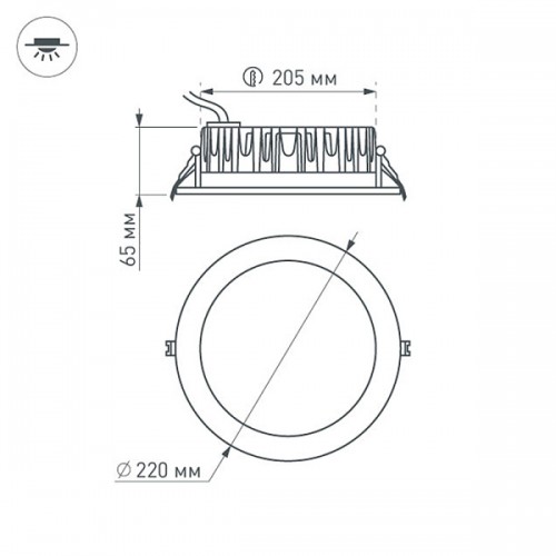 Светодиодный светильник LTD-220WH-FROST-30W Warm White 110deg (Arlight, IP44 Металл, 3 года)