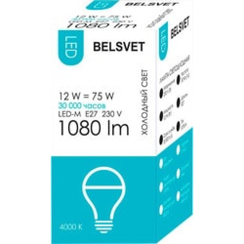 Светодиоды/Лампы/12W LED-M А60 4000 K E27 BELSVET