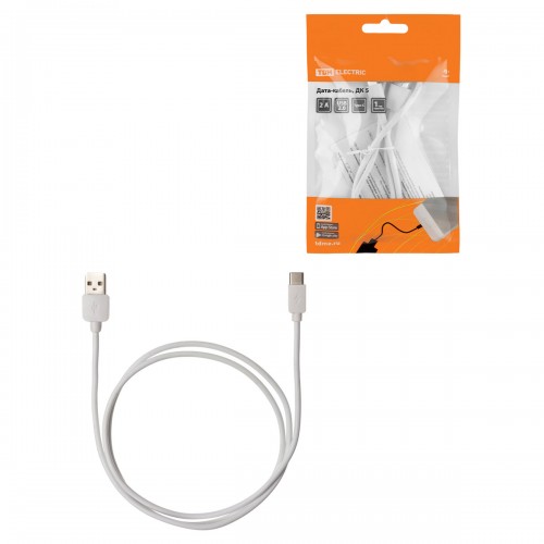 Дата-кабель, ДК 5, USB - USB Type-C, 1 м, белый, TDM